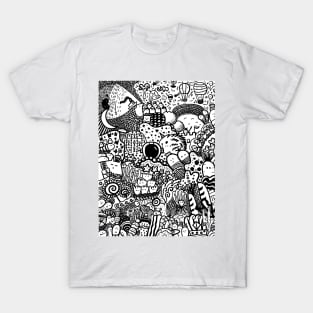 black and white doodle art T-Shirt